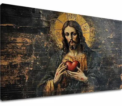 Immagine prodotto di Sacro Cuore di Gesù | rifinito a mano dall'artista - 100x150 cm
