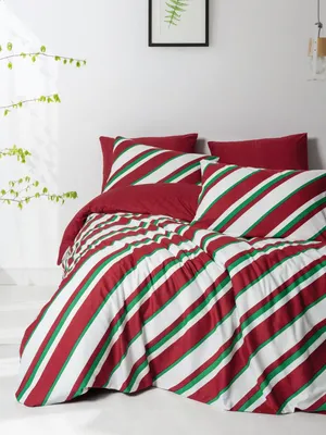 Produktbild von L'Essentiel Linge de Maison, Merry - Red, Ranforce Einzelbettbezug-Set (DE), Grün, 100 % BAUMWOLLE RANFORCE, 135 x 200 cm