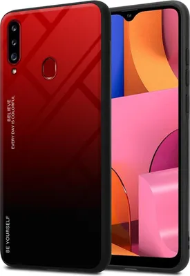 Zdjęcie produktu dla Etui Cadorabo do Samsung Galaxy A20s z czarną osłoną na telefon komórkowy Etui z TPU Etui ze szkła hartowanego