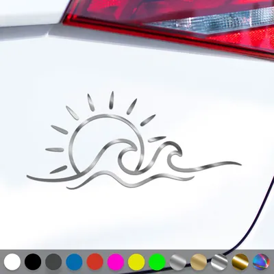 Produktbild von PantherPixel Strand Meer Aufkleber Sonnenschein Camping Sonne Sticker Auto Geschenkidee Farbe Chrom-Silber