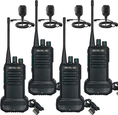 Produktbild von Retevis RB629 Funkgeräte, PMR446 Walkie Talkies mit Drahtloser Klonfunktion, VOX, Notfallalarm, mit Großer Reichweite Funkgerät Set mit Lautsprechermikrofon für Schule Baustelle Sicherheit (4 Stück, Schwarz)