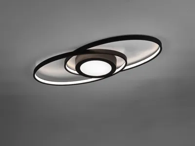 Immagine prodotto di Plafoniera LED puristica ad anello GALAXY nero opaco con interruttore dimmer 57x23cm