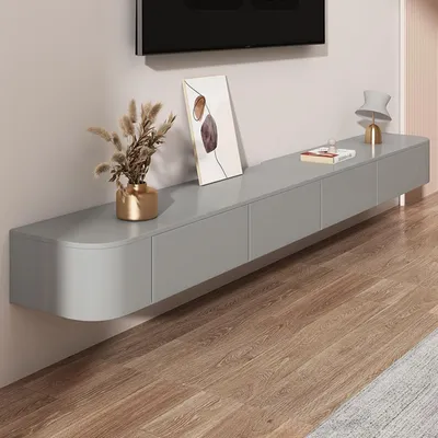 Obrázek produktu pro Závěsná televizní skříňka s dvířky, šedá, rozměry 240 x 20 x 24 cm