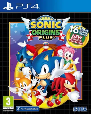 The cover art for the video game Sonic Origins Plus for PlayStation 4.
