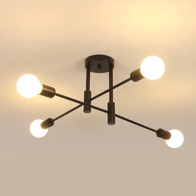 Productafbeelding van Comely Sputnik plafondlamp, E27, vintage plafondlamp met 4 armen, 180° draaibaar
