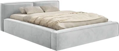 Produktbild von Selsey Tilves Slim – Polsterbett 200x200 mit Bettkasten und Lattenrost, Velours, hellgrau