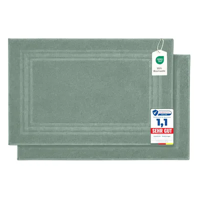 Produktbild von Komfortec Badvorleger Set 2 Teilig, Waschbar Duschmatte & Badteppich, 600 g/m² &100% Baumwolle, Saugfähig & Schnelltrocknend, 50 x 70 cm, Hellgrün