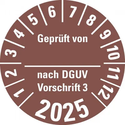 Produktbild von Dreifke® Aufkleber I Prüfplakette  v. nach DGUV 3, 2025, braun, Dokufo...