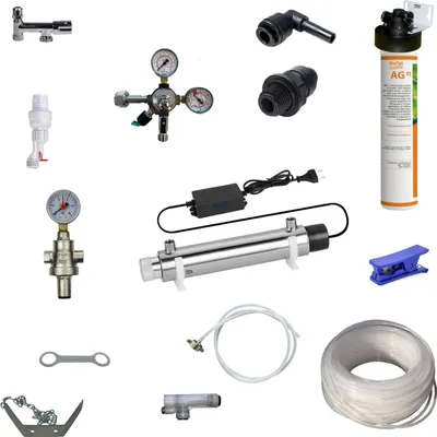 Produktbild von Anschlußpaket Untertisch Wasser Sprudel Tafelwassergerät Aktivkohle Filter & UVC