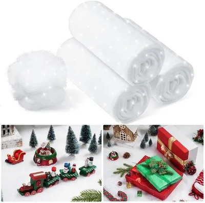 Image de Décoration de Noël - Couverture en neige artificielle moelleuse - 0,4 x 3 m