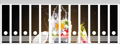 Produktbild von Wallario Ordnerrücken Sticker, selbstklebend für breite Ordner, 12 Stück, Motiv Tropische Früchte in einem erfrischenden Drink