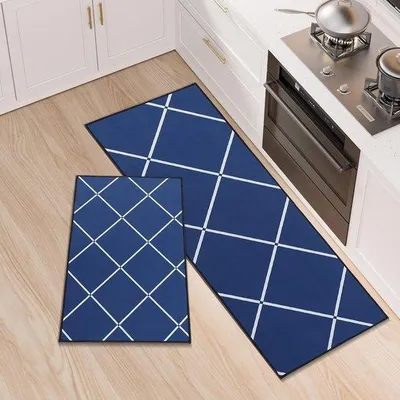 Produktbild von Famanu Küchentepich-Set 2 Stück - waschbare Küchenmatten - rutschfeste Läufer - saugfähige Fußmatte für Eingangsbereich und Büroschmuck - 43 x 75 +