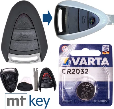 Produktbild von Repair Reparatur Satz Auto Schlüssel Austausch Gehäuse mit 2 Tasten + HAA Rohling + Batterie kompatibel mit Porsche 911 997 987 Boxster Cayman