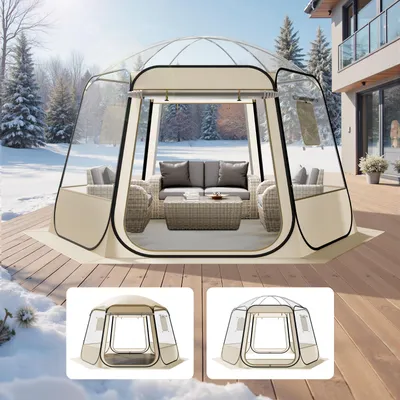Produktbild von VEVOR Pop-up-Bubble-Zelt, 336x305x220 cm, transparentes Campingzelt, Garten-Kuppel-Iglu-Zelt mit Fenstern, 540°-Panoramablick, für 8–10 Personen, Terrasse, Hinterhof