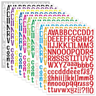 Buchstabenaufkleber, 12 Farben, 1512 Stück, selbstklebend, 2,5 cm