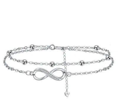 Immagine prodotto di Bracciale da donna, argento 925, con zirconi, simbolo dell'infinito e cuore, confezionato in una scatola regalo