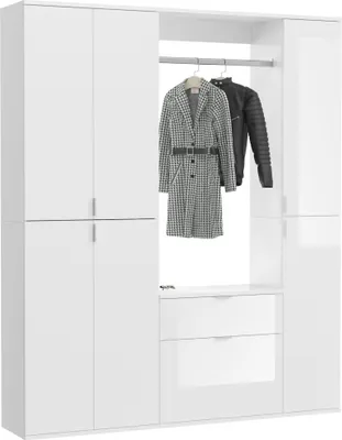 Produktbild von Projekt X Kompaktgarderobe, 152 x 193 cm, Weiß / Weiß Hochglanz