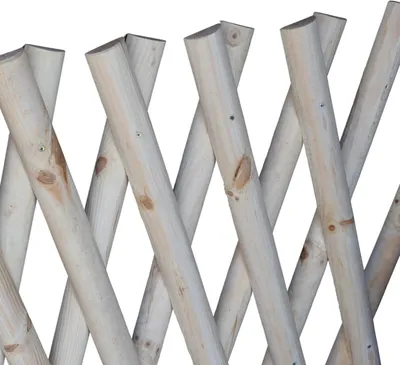 Produktbild von TIMBERMIK Jägerzaun 160–250 cm aus Kiefernholz – 101 cm hoch, ausziehbar, naturbelassen, Spalier Rankgitter, Wildzaun, Holzgitter für Garten Deko