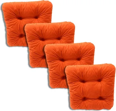 Produktbild von 4er-Set Gepolsterte Stuhlkissen Orange 38x38x8 cm - 1333 trendige Gartenkissen