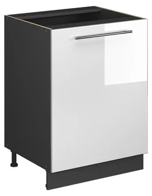 Image de Meuble bas de cuisine Vicco Fame-Line Blanc Haute brillance/Anthracite 60cm 1 porte sans plan de travail, Model 65177
