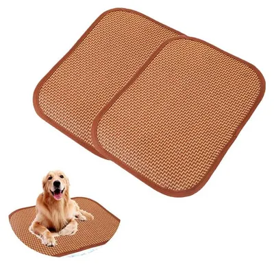 Produktbild von Kühlmatte für Haustiere 45x45cm Katzenmatte Hundematte aus Bambusgeflecht atmungsaktiv Sommermatte für Katze Hund Kaninchen
