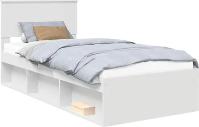 Image de vidaXL Cadre de lit avec tête de lit blanc 90 x 190 cm Pin massif