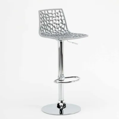 Immagine prodotto di Sgabello da bar con poggiapiedi Alto girevole Altezza regolabile per cucina Bar Grand Soleil Spider - Grigio