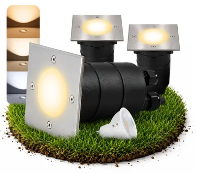 Produktbild von SSC-LUXon MADON Bodeneinbauspot für Aussen IP67 - mit GU10 6W LumiFLEX Lichtfarbe warm / neutral / kalt dimmbar - befahrbare Einbau Bodenleuchte eckig