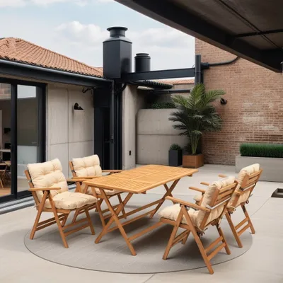 Produktbild von Skye Decor, My009 V2, Gartentisch- und Stühle-Set (5-teilig), 100 % BUCHENHOLZ, Natürlich, 135 x 75 x 74 cm