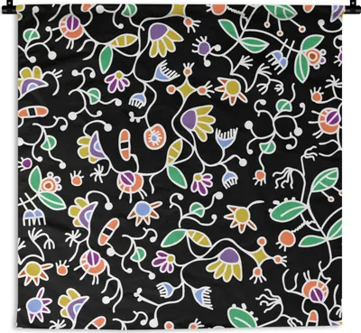 Produktbild von MuchoWow® Wandteppich Wandbehang Muster - Blumen - Frühling 60x60 cm Tapisserie Dekoration Wandtuch - Dekorationen - Wand Decke
