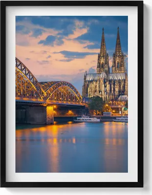 Produktbild von Ansicht des Rathauses– Wandbild mit Rahmen – Gerahmtes Bild  – Wanddekoration – 60x80 cm –  Schwarz Rahmen