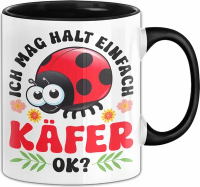 Produktbild von Käfer-Liebhaber Tasse Geschenk Ich Mag Halt Einfach Käfer Ok Geschenkidee Marienkäfer Geburtstag Kaffee-Becher (Schwarz)