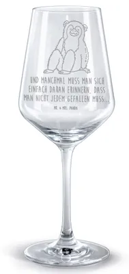 Produktbild von Mr. & Mrs. Panda Rotweinglas mit Gravur Affe - Transparent - Geschenk, graviertes Weinglas, Selbstachtung, Liebe, Motivation, Affen, Kelch, glas für rotwein, Afrika, wein