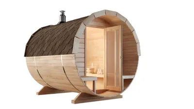 Produktbild von FinnTherm Fasssauna Saunafass Außensauna Carrie 2 Sitzbänke aus Holz Wandstärke 42 mm