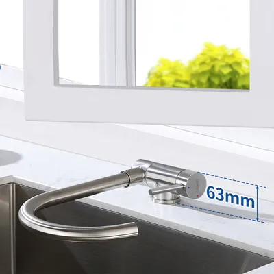 Produktbild von Hochdruck Vorfenster Küchenarmatur Umklappbar Spültischarmatur, Einhebelmischer 360° Drehbar aus Edelstahl Wasserhahn Küche, Gebürstet