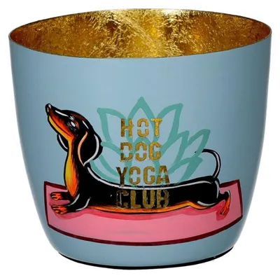 Produktbild von Gift Company Windlicht Madras Yoga Hund Blau Gold