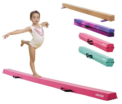 Obrázok produktu pre VEVOR, skladacia gymnastická lavička pre deti, 8 stôp, nosnosť 90,7 kg, gymnastická podložka s protišmykovými podložkami, tréningové zariadenie s protišmykovým spodkom a transportnou taškou, ružová