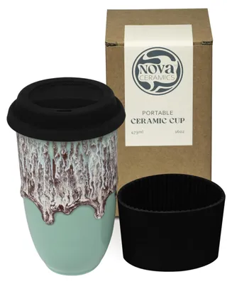 Image de Gobelet de voyage vert pour café 16oz avec couvercle