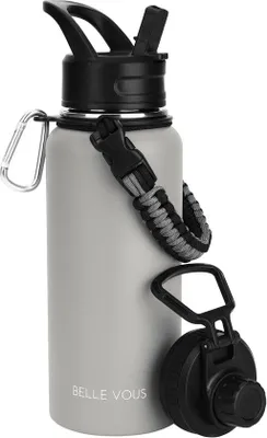 Productafbeelding van RVS Thermosfles 1 Liter - Dubbelwandig Geïsoleerd - Inclusief 2 Drinkdoppen