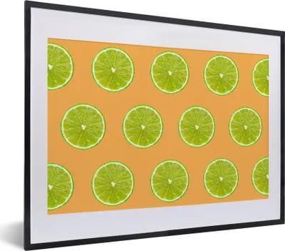 Produktbild von MuchoWow® MuchoWow® Gerahmtes Poster Limette - Muster - Farben 40x30 cm - Poster mit zchwarzem Bilderrahmen - Bilderrahmen - Poster im Rahmen