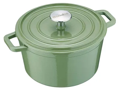 Produktbild von Bräter/Kochtopf 20 cm, rund, Gusseisen, grün - b.iron
