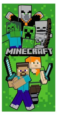 Produktbild von Minecraft Strandtuch Grün – 70 x 140 cm