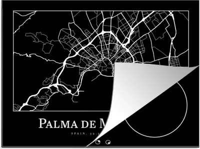 Produktbild von KitchenYeah© Herdabdeckplatte Karte - Stadtplan - Palma de Mallorca - Karte , 75x52cm, Küche Deko, Glaskeramikkochfeld Herdabdeckung, Abdeckplatte fùr Kochfeld