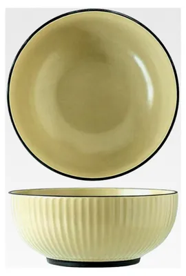 Produktbild von Keramikofenglasur, große Nudelsuppenschüssel, Haushaltsgeschirr, gelbe Schüssel, 19,6 cm