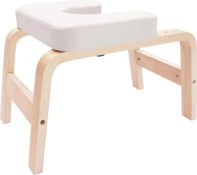 Produktbild von Yoga Kopfstandhocker - Inversionsstuhl - 200 kg Tragkraft - Massiver Holzrahmen - PolyurethanPolster mit Schaum - Handgefertigt - 64×36×40 cm - Mattweiß