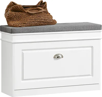Image de FSR82-L, armoire à chaussures avec abattant & banc à chaussures avec coussin d'assise, blanc, env. 75×51×24 cm