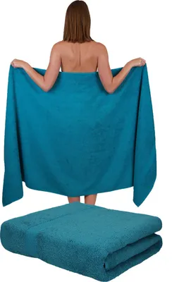 Produktbild von Betz 2 Stück Saunatücher 80 x 200 cm PALERMO 100% Baumwolle Badetuch Liegetuch Strandtuch   Farbe: petrol