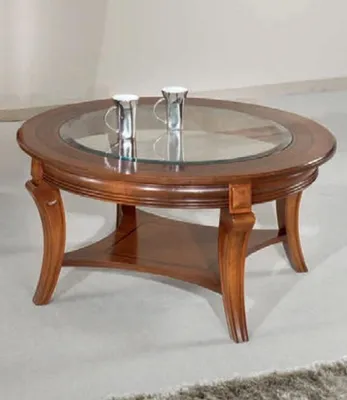 Produktbild von Couchtisch Holztisch Design Tische Italienische Möbel Glastisch Rund Tisch Braun