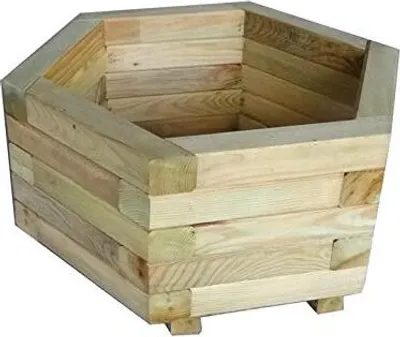 Produktbild von FKL DESIGN Pflanzkübel aus Holz, roh, 51x44x23 cm, Modell D23, langlebig, verrottungsbeständig, für Garten, Terrasse, Camping, Gastronomie, öffentliche Einrichtungen und Wohnanlagen