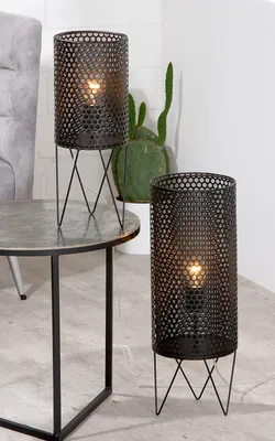 Productafbeelding van Gilde tafellamp, model Cage, metaal, zwart, verpakkingseenheid 1, diameter: 20 cm, hoogte: 55.00 cm, artikelnummer: 50062